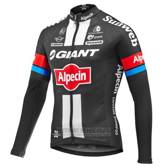 2016 Fahrradbekleidung Giant Alpecin Shwarz und Rot Trikot Langarm und Tragerhose - zum Schließen ins Bild klicken